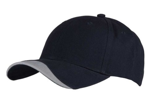 C6772 – 100% Cotton 6 Panel cap with contrasting trim to the peak with a buckle adjuster