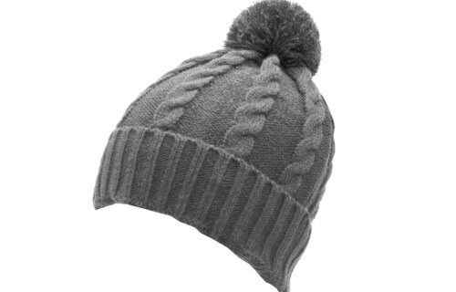 S0018- 100% Acrylic cable knit beanie with turn-up and bobble