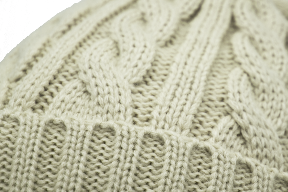 Style-F - 100% Acrylic Cable Knit Beanie with Ribbed Turn-Up - DETAIL